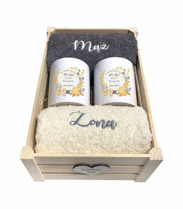 Prezent na Rocznicę Ślubu, Jubileusz. Zestaw ręczniki + kubki. - obrazek 1