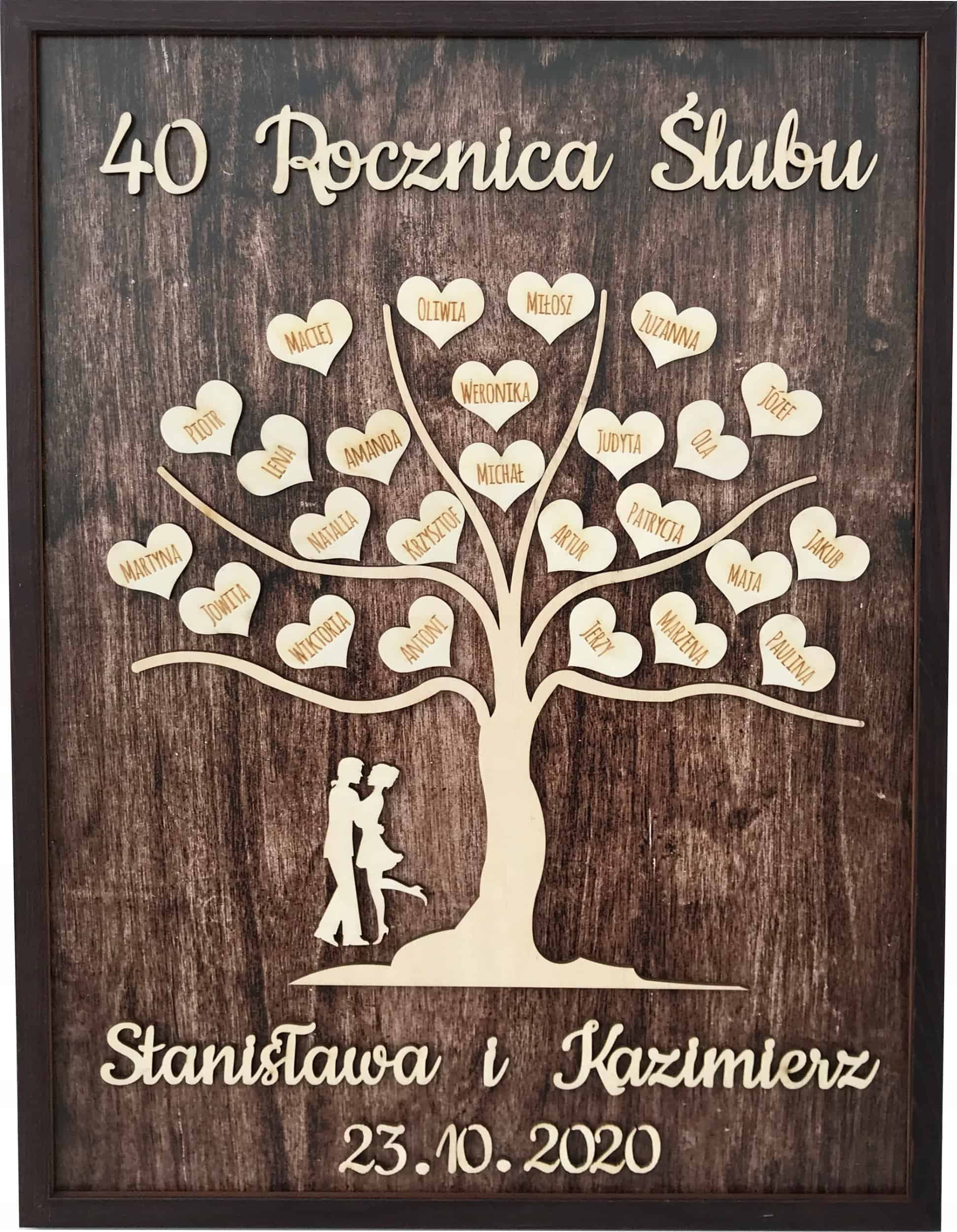 Drzewko Obraz Prezent rocznica ślubu jubileusz 10 20 25 30 40 50 - obrazek 1
