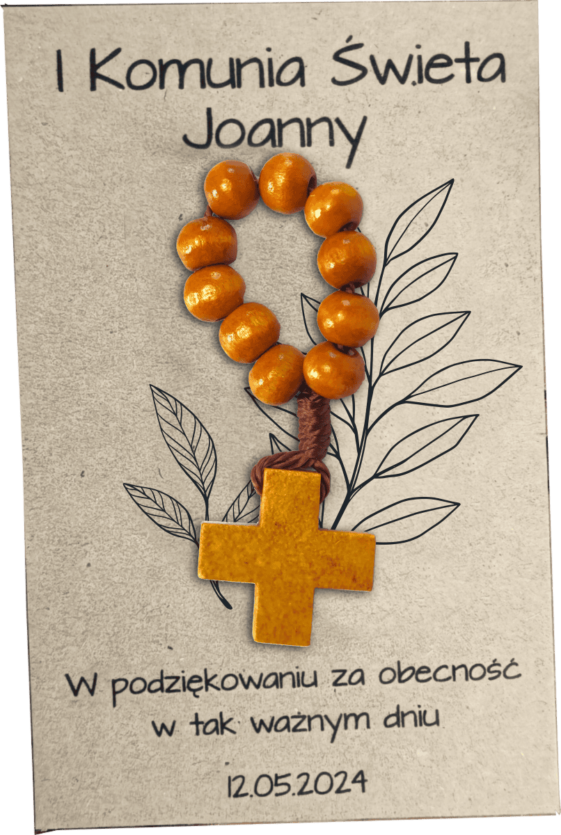 Podziękowanie dla Gości Pierwszej Komunii Świętej z Drewnianą Dziesiątką Różańca - obrazek 1