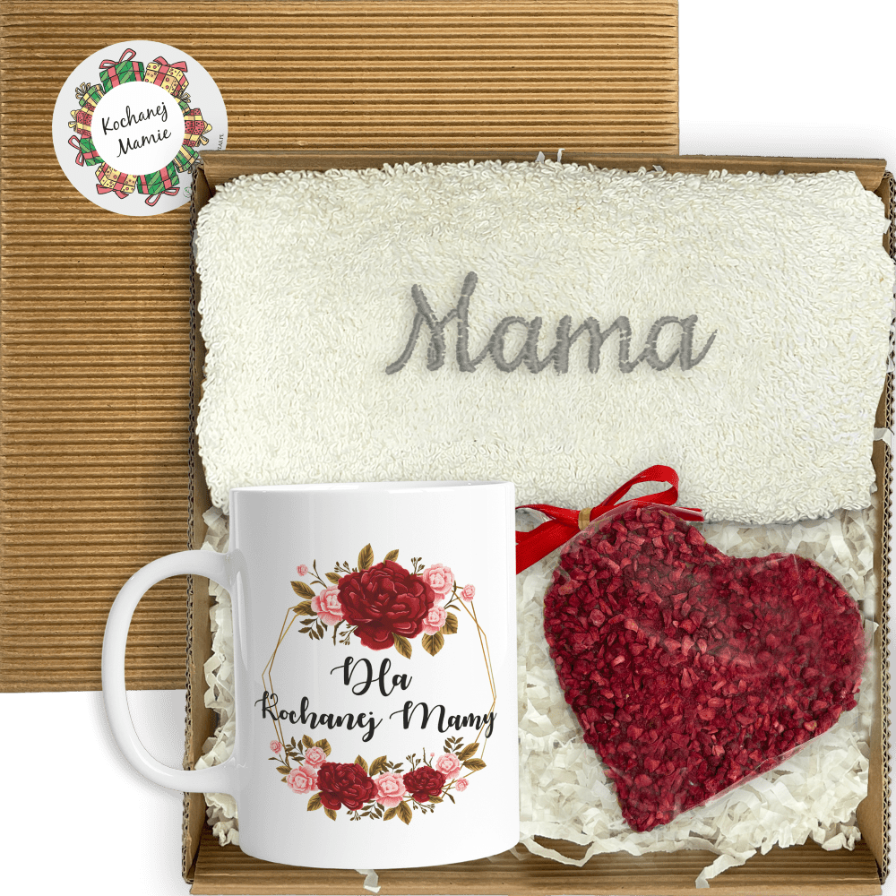 Z20 ręcznik kubek czekolada główne Elegancki Zestaw Prezentowy dla Mamy z Kubkiem i Ręcznikiem - Idealny prezent na Święta, Dzień Matki, Urodziny - obrazek 1