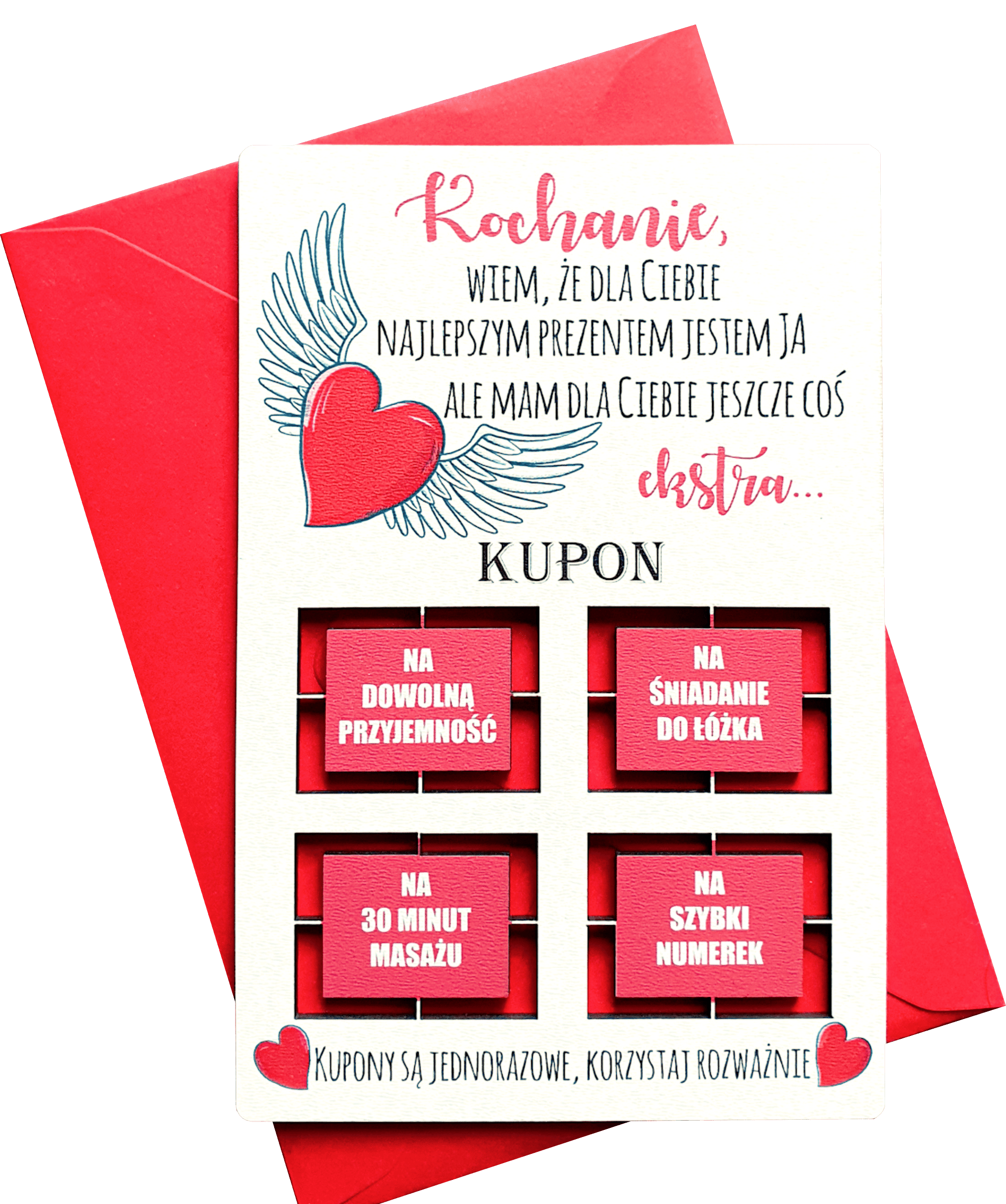 kupon na walentynki z kopertą Idealny prezent dla Niej Niego Pary Śmieszne kupony z nadrukiem - obrazek 1