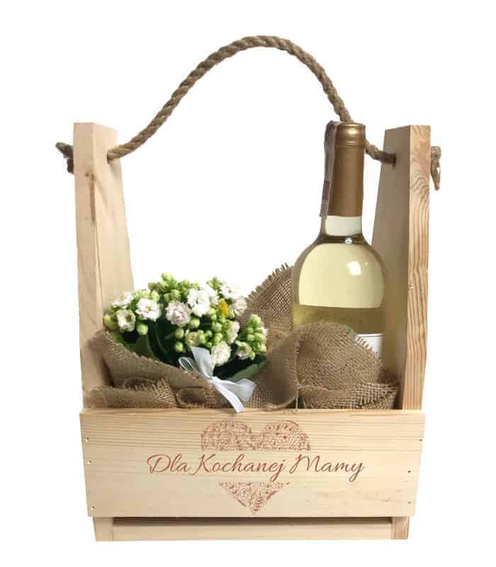 Główne Drewniane nosidełko na kwiaty z grawerem dla mamy - obrazek 1
