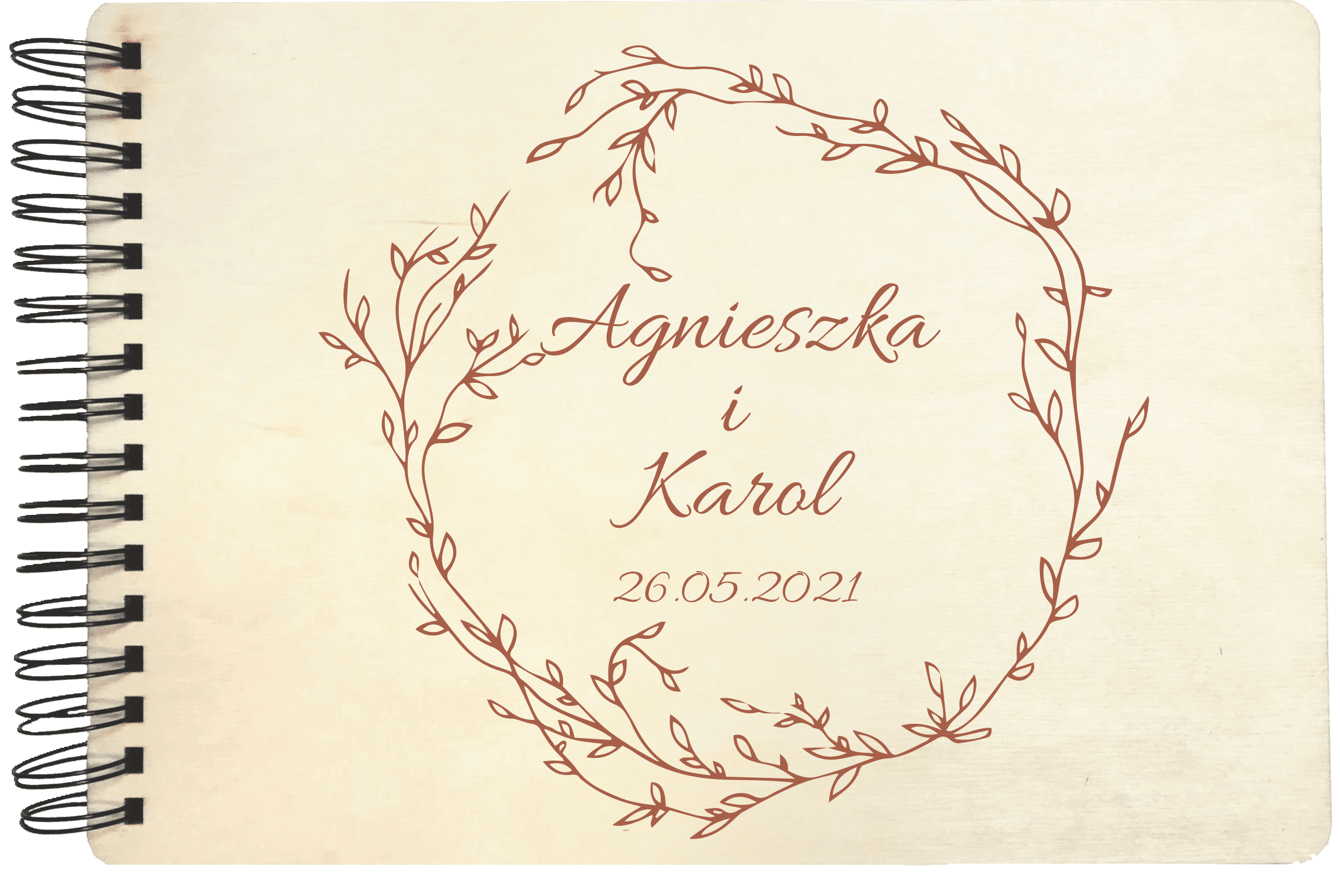 Drewniany album ślubny na zdjęcia z grawerem 1S - obrazek 1