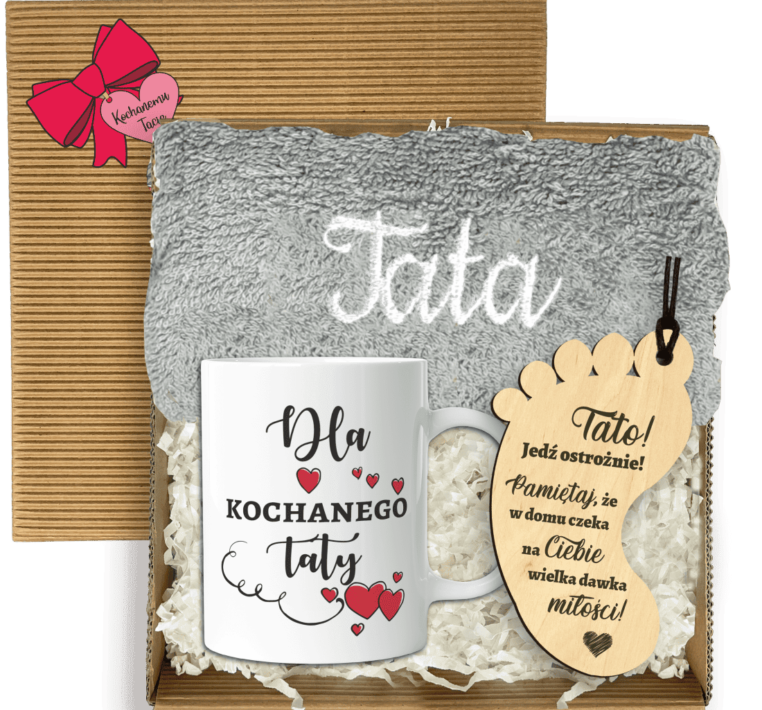 Zestaw Prezentowy Elegancji dla Taty - Kubek, Ręcznik, Zawieszka w Kartonowym Pudełku - obrazek 1