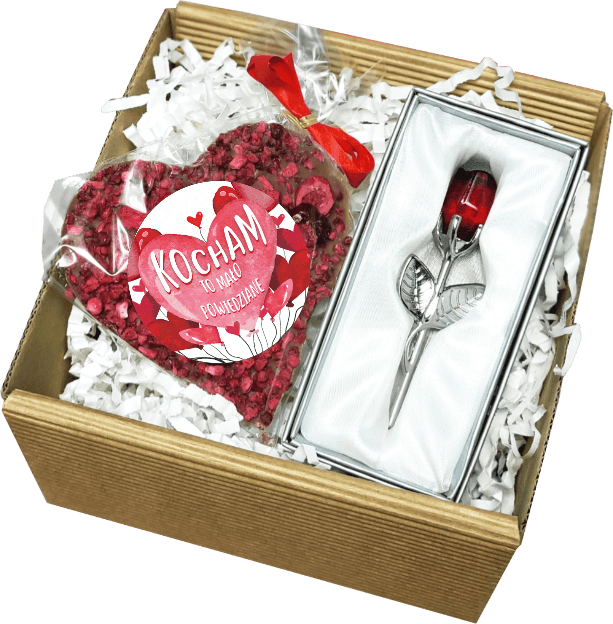 Ekskluzywny Zestaw Prezentowy Walentynkowy: Czekolada Serce z Kryształową Różą - obrazek 1