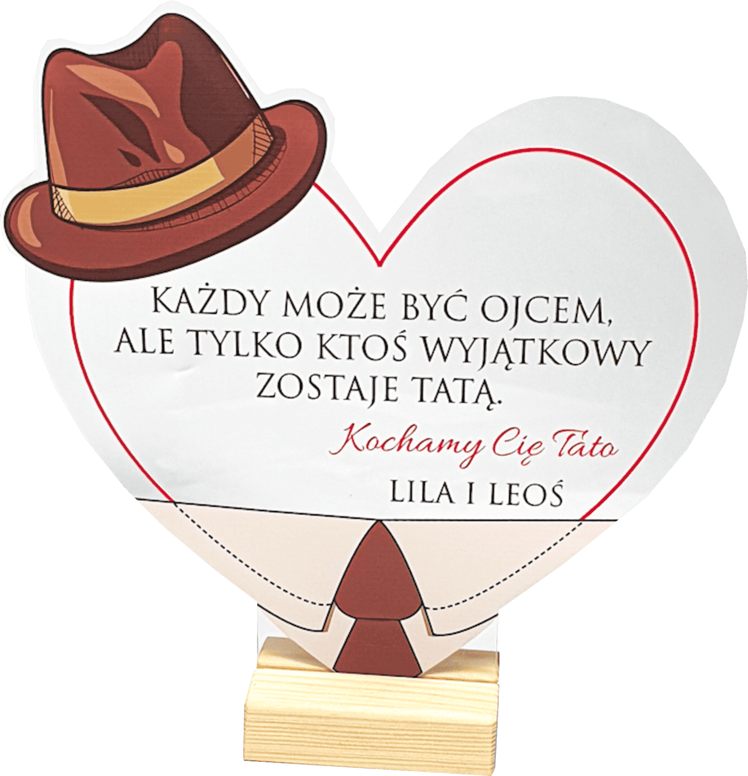 Statuetka szkło akr Serce Tata Kapelusz - obrazek 1