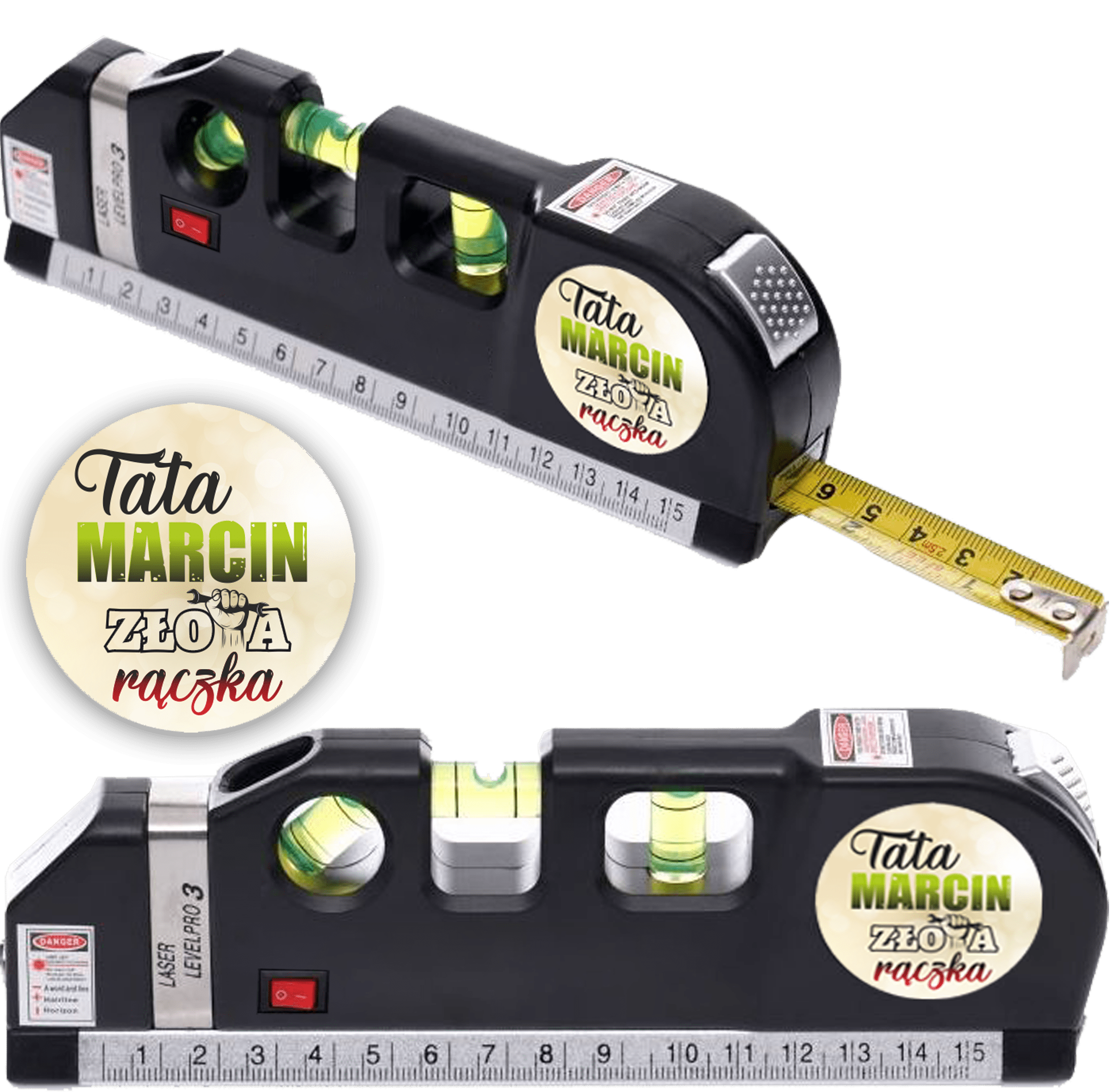 PERSONALIZOWANA POZIOMICA PREZENT DZIEŃ TATY DLA OJCA PRAKTYCZNY UPOMINEK  - obrazek 1