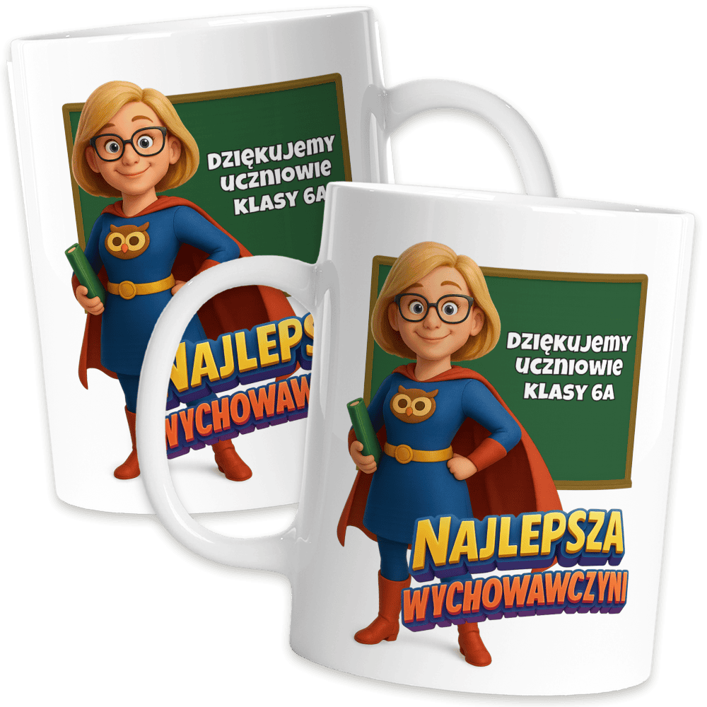 Kubek dla wychowawczyni 330 ml dwustronny nadruk Kubek 330 ml dla wychowawczyni z napisem i dedykacją