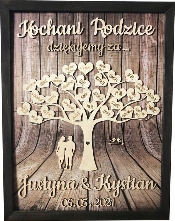 Podziękowanie dla rodziców ślub wesele prezent 3D - obrazek 1