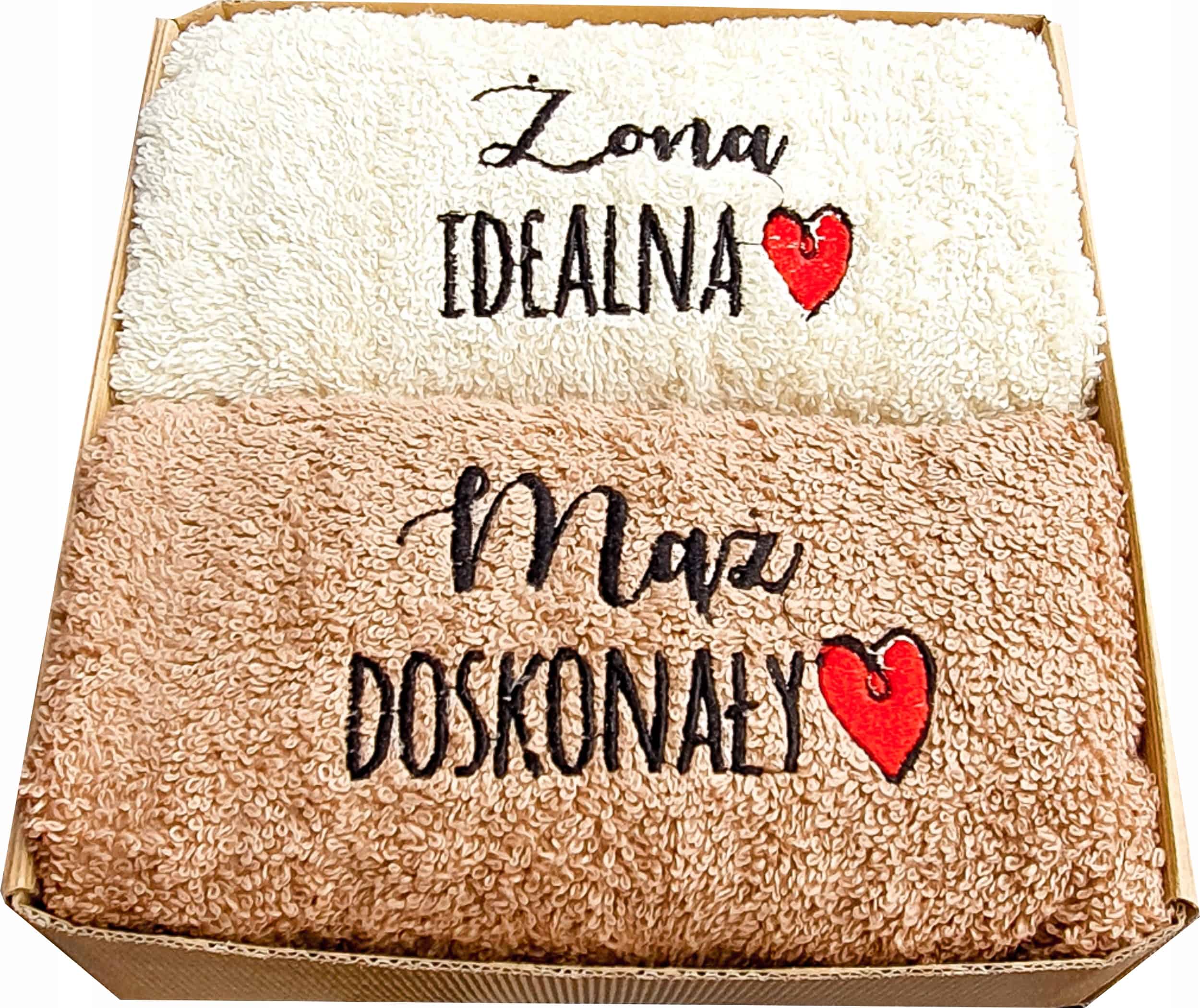 PREZENT NA ŚLUB Z HAFTEM RĘCZNIKI MĄŻ ŻONA ZESTAW - obrazek 1