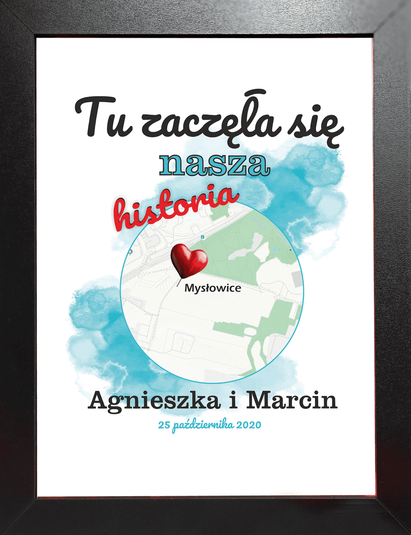 Personalizowany obraz z datą – romantyczny upominek Personalizowany obraz z datą – wyjątkowy prezent na Walentynki