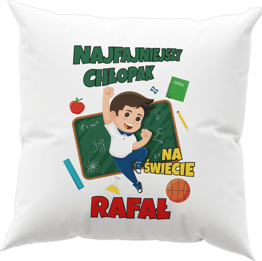 Poduszka na Dzień Chłopaka z imieniem 40×40 – „Najfajniejszy Chłopak”