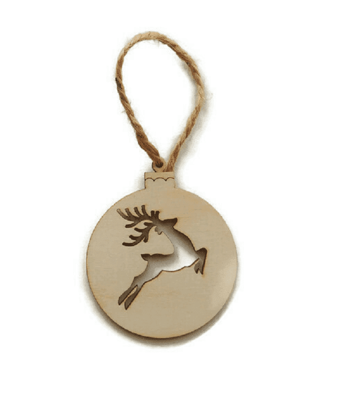renifer Drewniane bombki na choinkę decoupage 6szt 7cm RW - obrazek 1