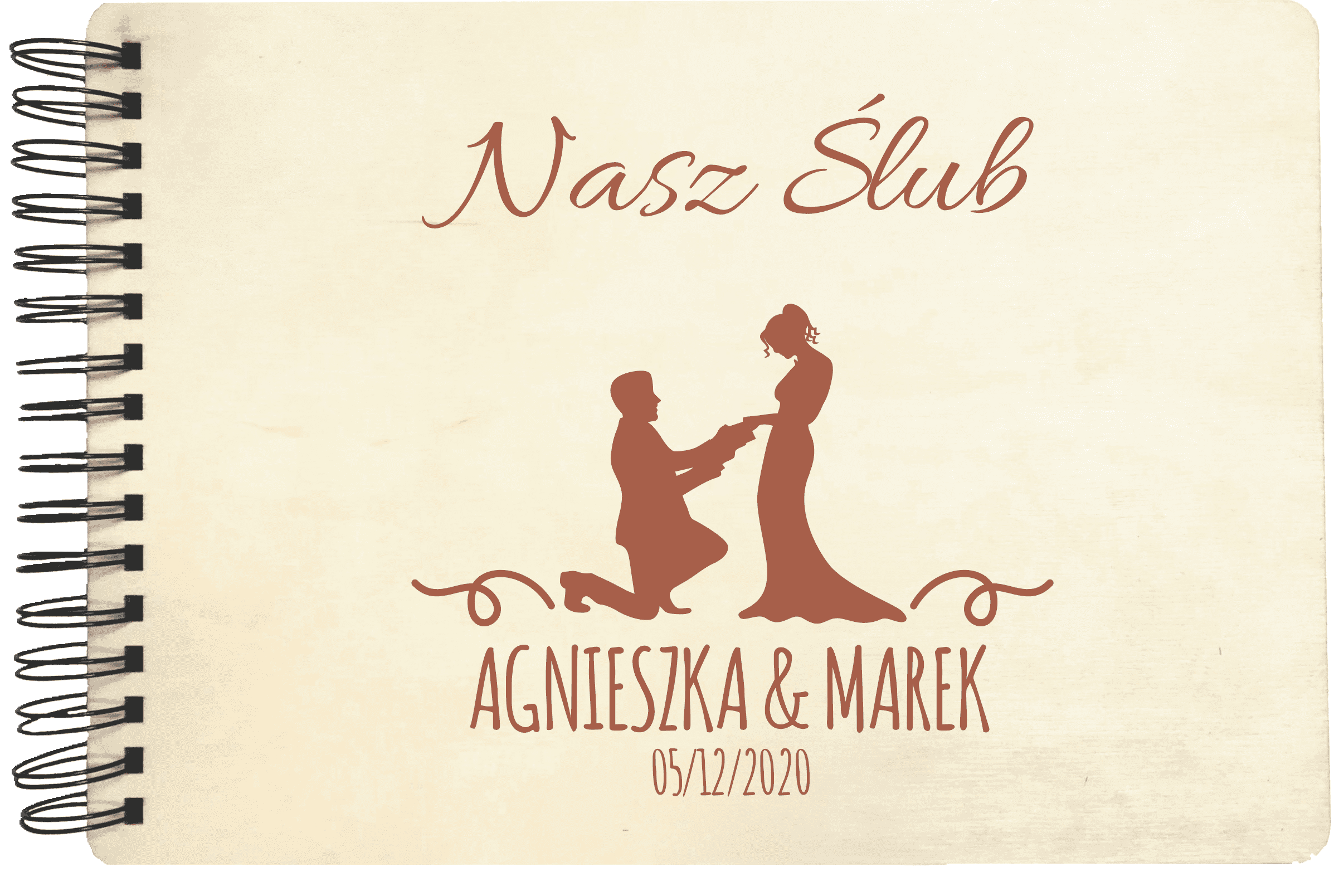 Drewniany album ślubny na zdjęcia z grawerem 2S - obrazek 1