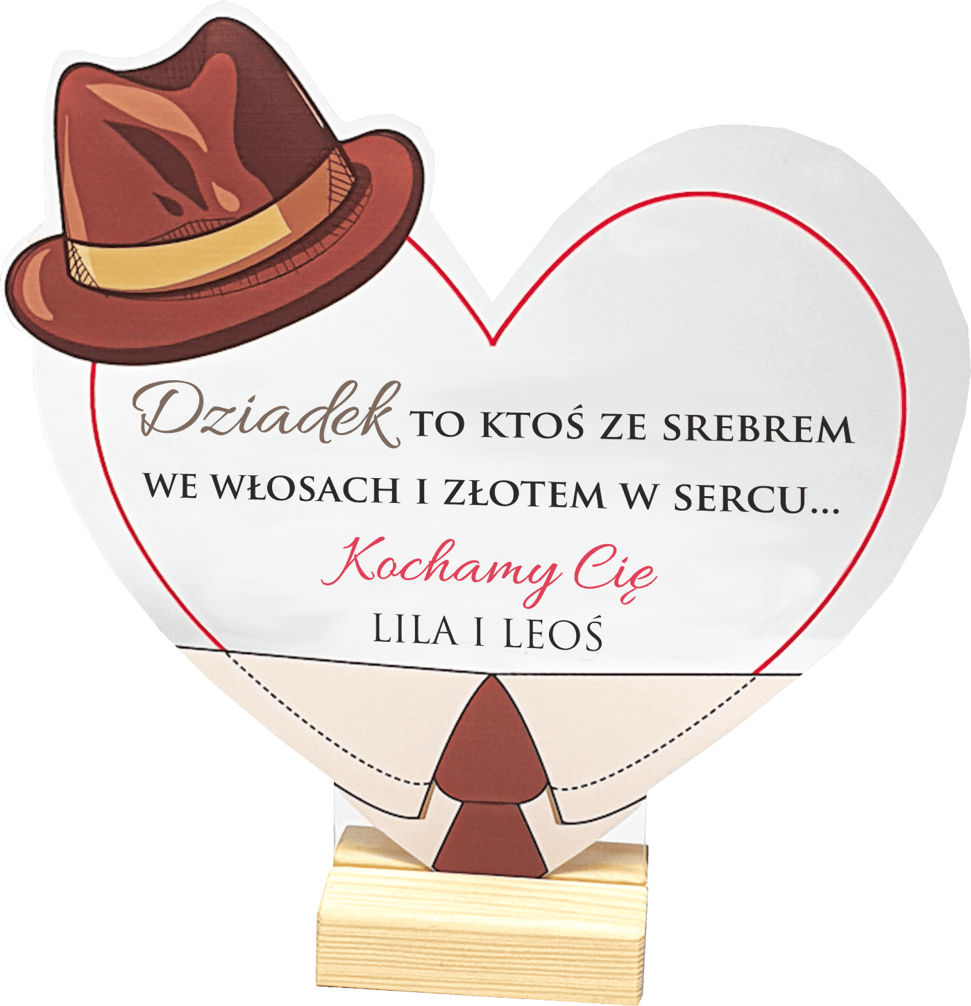 dziadek bez tła główne Statuetka Serce z nadrukiem Prezent dla Dziadka. - obrazek 1