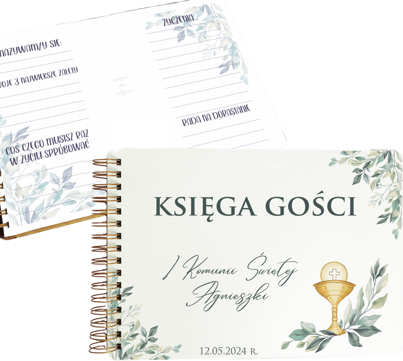 listki UV główne zdjecia ankiety do zmiany Księga Gości na Komunię Świętą z Personalizacją - Elegancka Pamiątka z Nadrukiem - obrazek 1