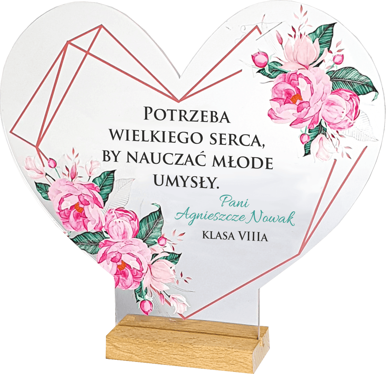 fccb85a9e590f33d581bc9c7530aacd5.png Statuetka Serce z nadrukiem Prezent dla Nauczyciela Upominek - obrazek 1