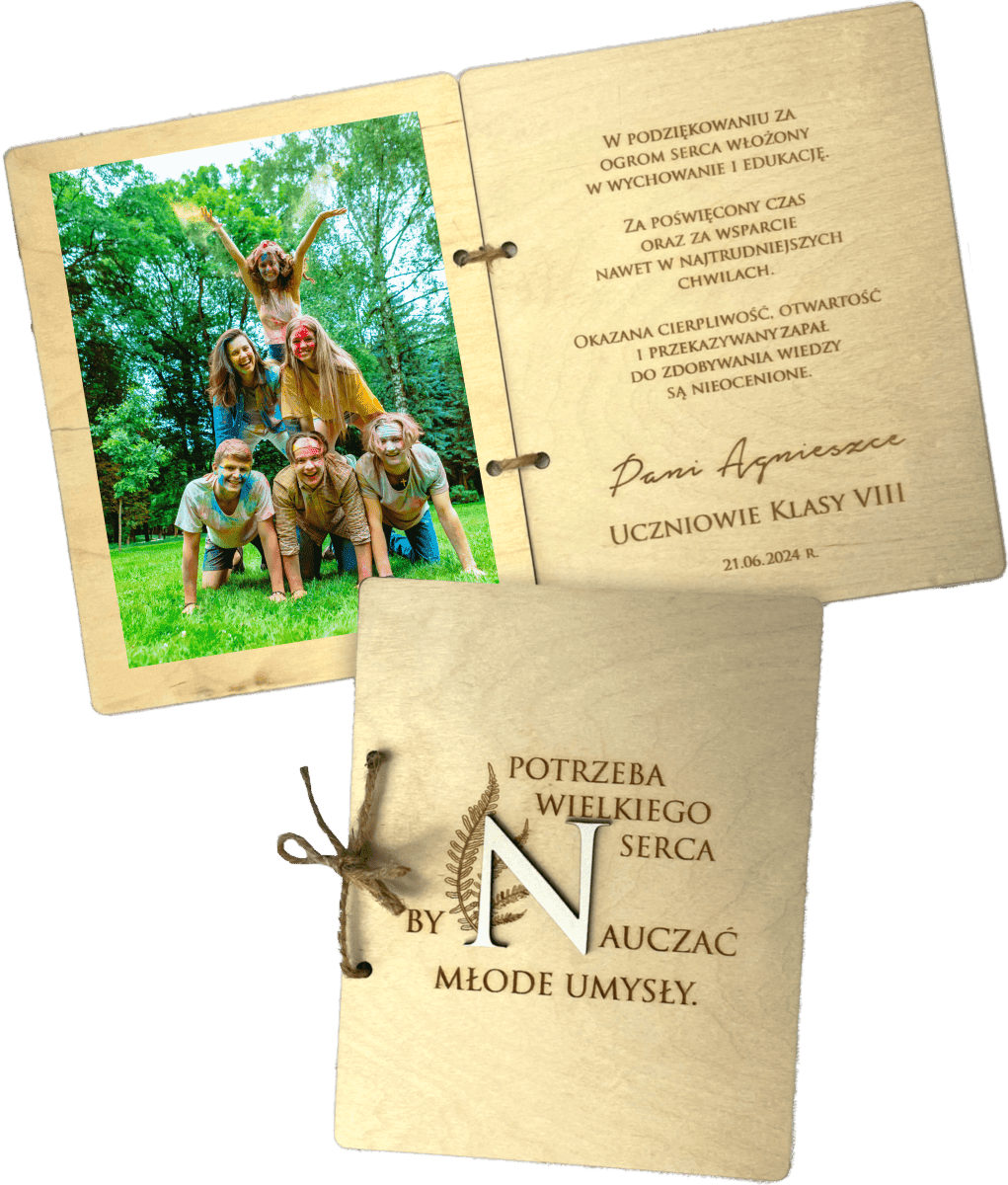 Drewniana Kartka Podziękowanie Personalizowana dla Nauczyciela - obrazek 1