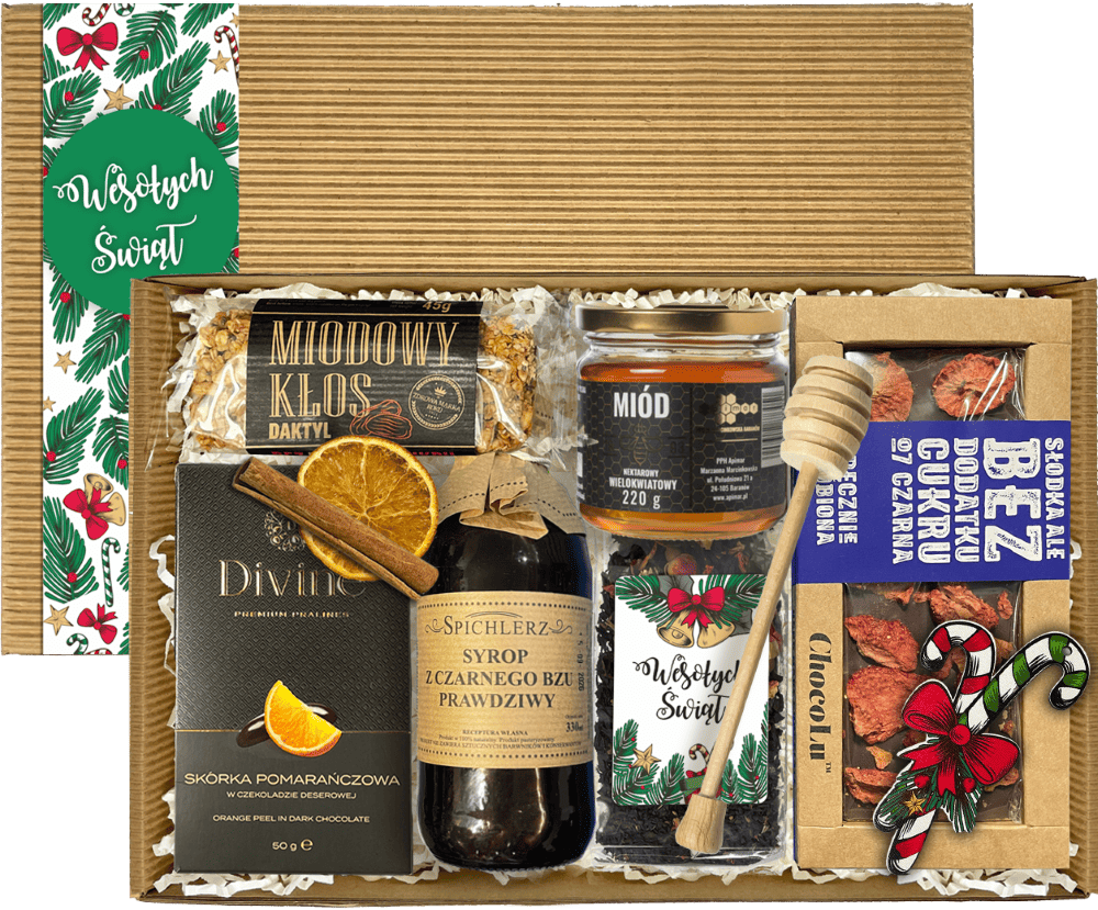 Świąteczny box — kompozycja premium Świąteczny box upominkowy dla firm