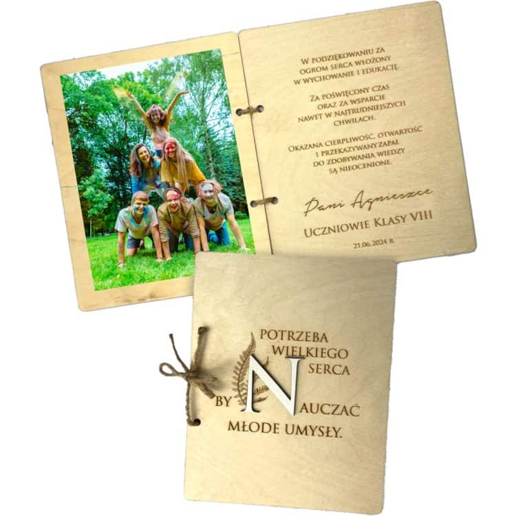Drewniana Kartka Podziękowanie Personalizowana dla Nauczyciela - obrazek 1