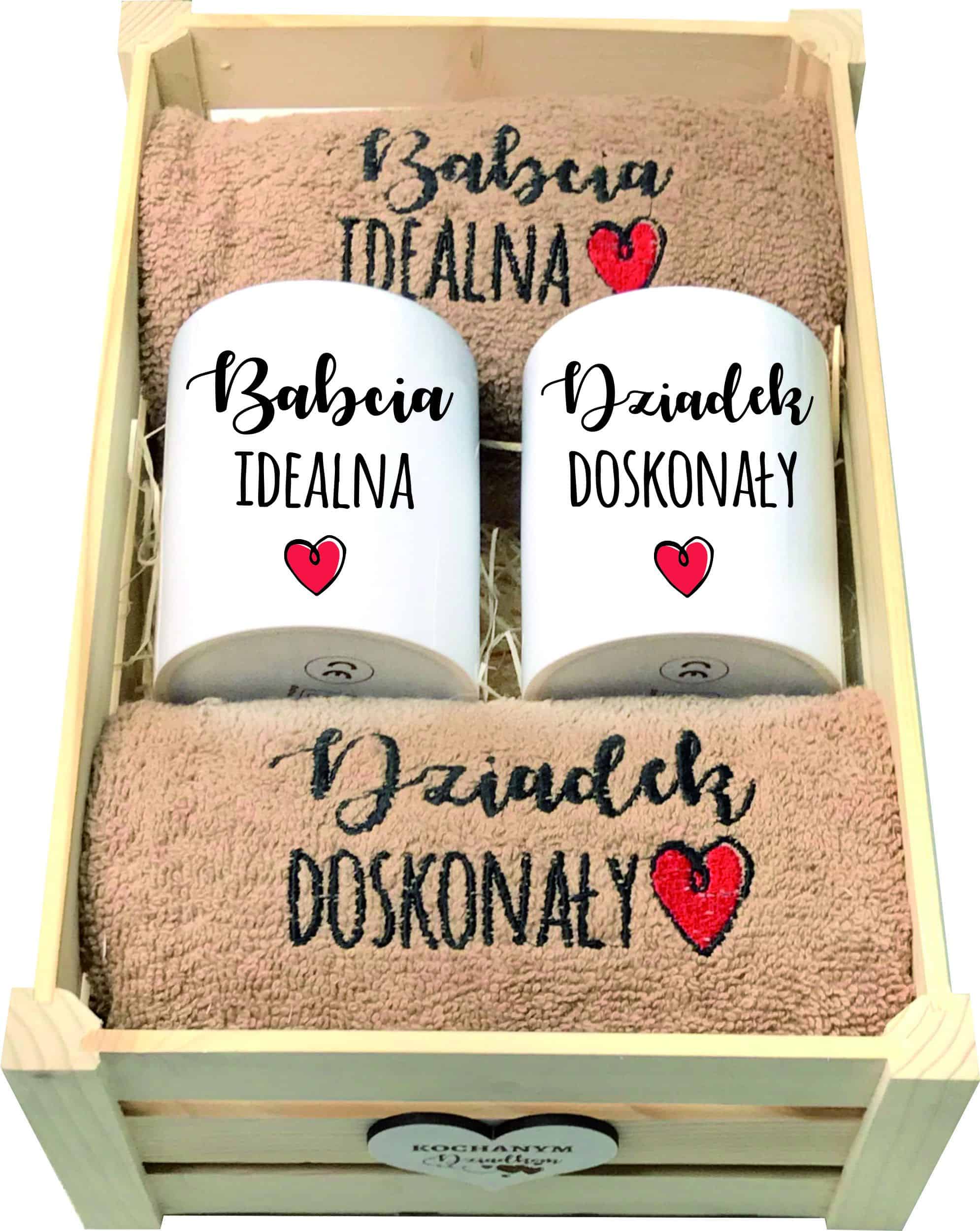 skrzynka bd2 Zestaw ręczników z kubkami dla babci i dziadka - obrazek 1