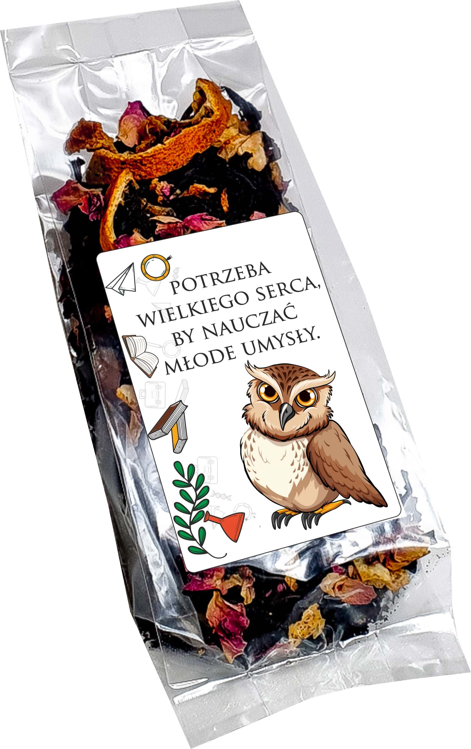 84ae0e6aa5c4873ea9912096a39e1a51.jpg Herbata dla Nauczyciela z kolorową etykietą, 40g, idealna na prezent Dnia Nauczyciela i Zakończenie roku szkolnego. - obrazek 1