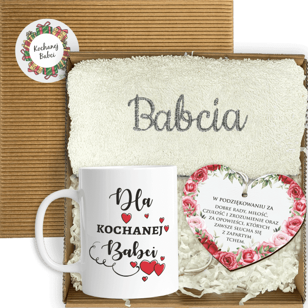 Elegancki Zestaw Prezentowy dla Babci z Kubkiem i Ręcznikiem - obrazek 1