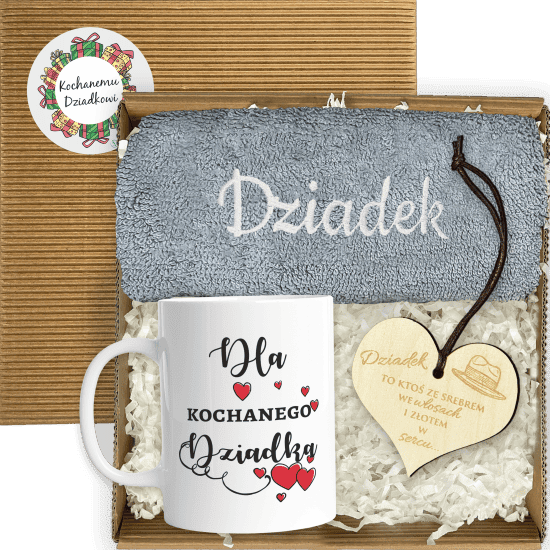 Z20 ręcznik kubek zawieszka Dziadek główne 14D Zestaw Prezentowy dla Dziadka - Kubek, Ręcznik, Zawieszka w Kartonowym Pudełku - obrazek 1