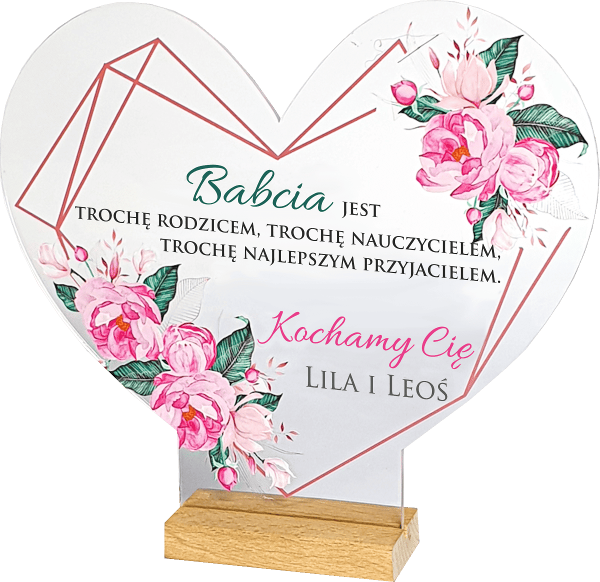 Statuetka Serce z nadrukiem Prezent dla Babci. - obrazek 1
