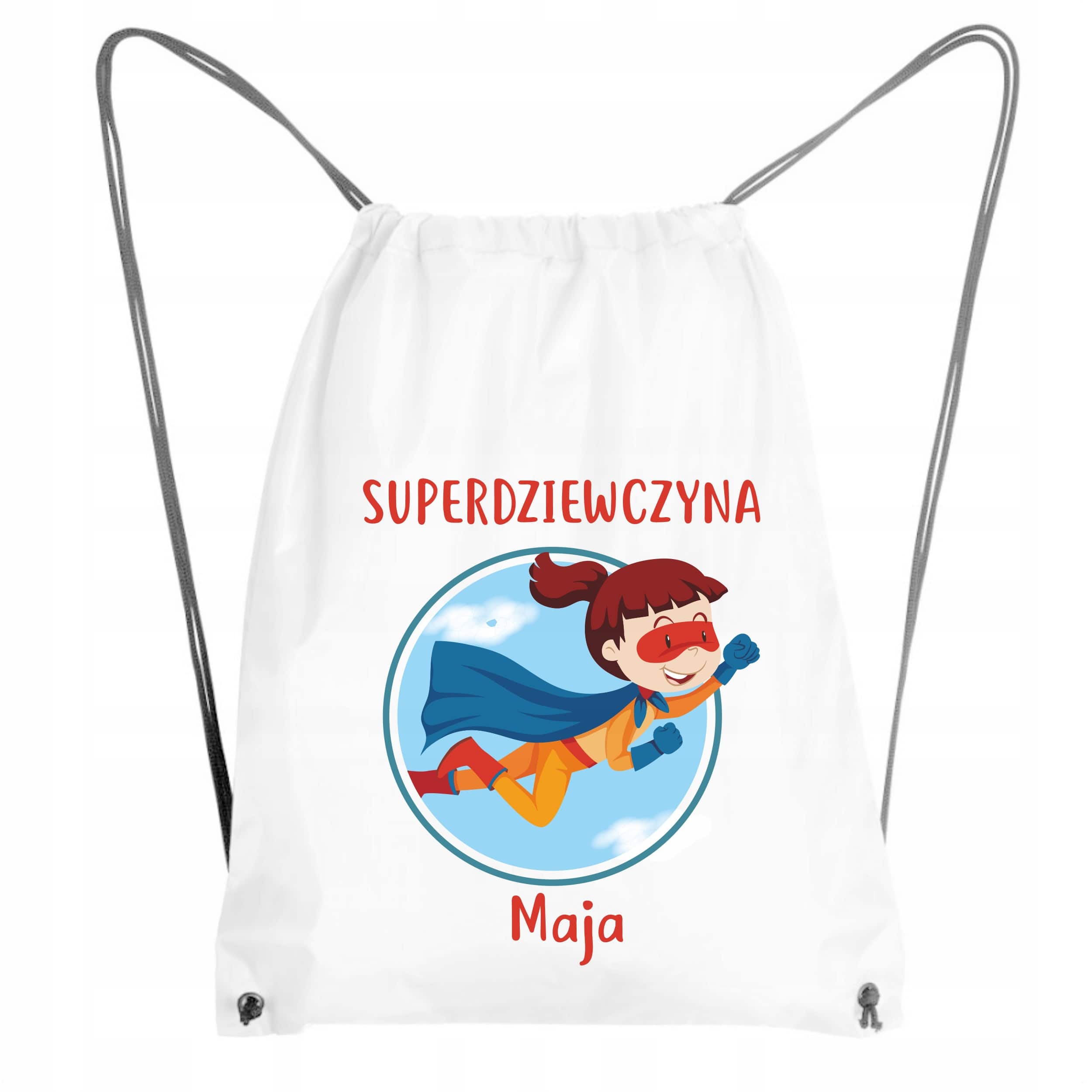 3884766cd9bff12fd300f18e36743f4a.jpg Worek/plecak z nadrukiem Superdziewczyna. Prezent dla dziewczynki. - obrazek 1