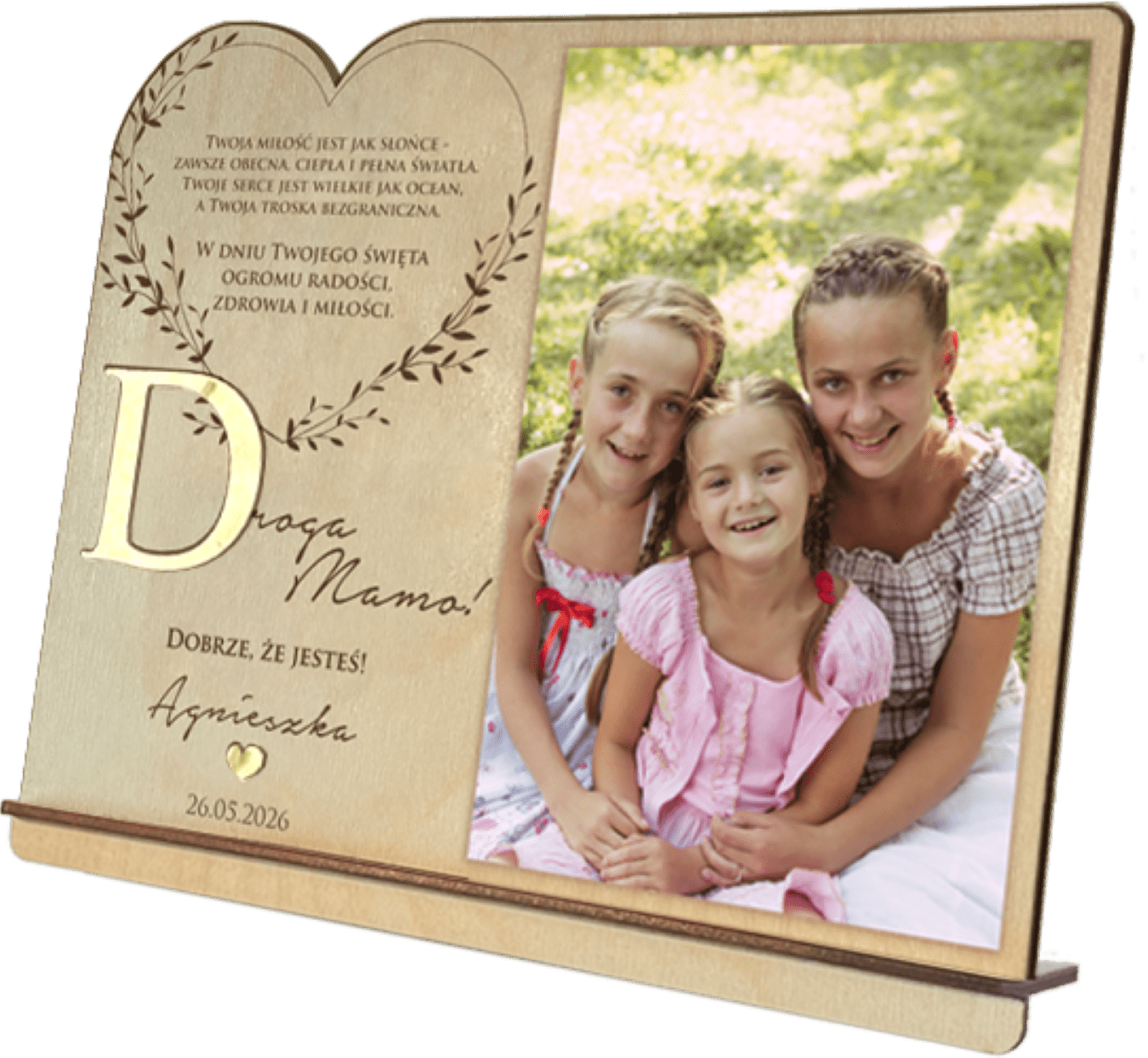 Drewniana pamiątka dla mamy z grawerowaną dedykacją i zdjęciem dzieci.png Drewniana pamiątka dla mamy z grawerowaną dedykacją i zdjęciem dzieci