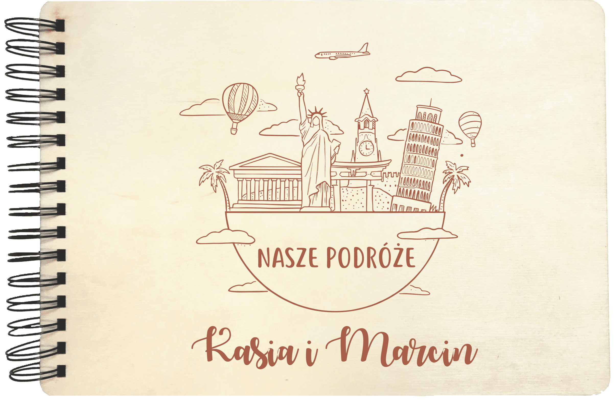 4sb Drewniany album dla pary na zdjęcia z grawerem "Nasze podróże" 4S - obrazek 1