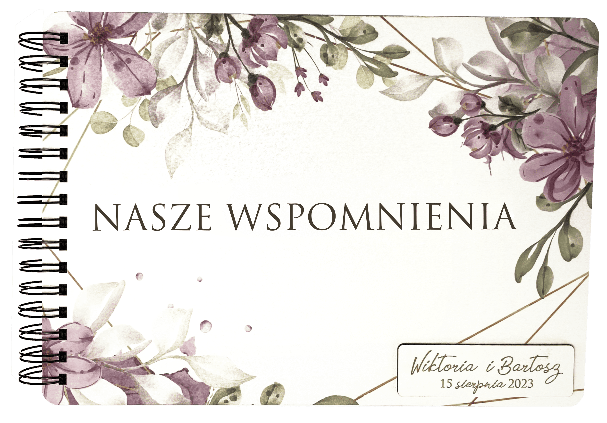 Biały Album na zdjęcia ślub wesele "Nasze wspomnienia" z nadrukiem - obrazek 1
