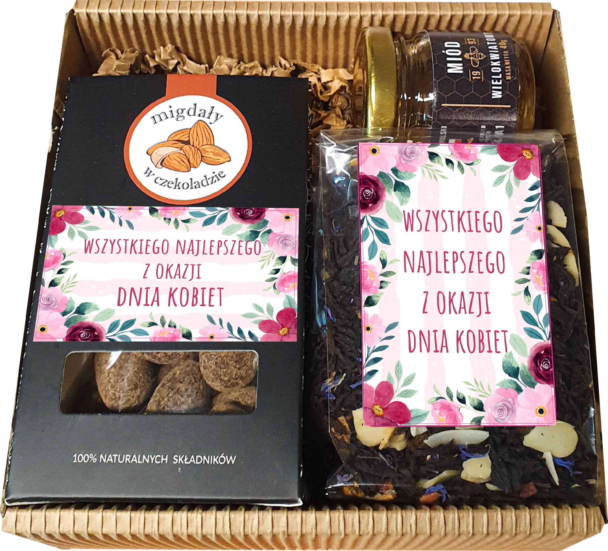 cff3380d807369ccdfa84a5de5336994.jpg Zestaw Prezentowy z orzechami, miodem i herbatą. Prezent na Dzień Kobiet - obrazek 1