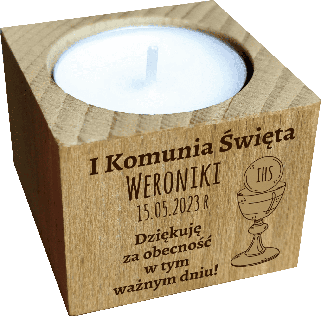 05a00d65d6db4ca3b99793fc038b2c65.png Świecznik z Personalizowanym Grawerem na Pierwszą Komunię . Podziękowanie dla gości - obrazek 1