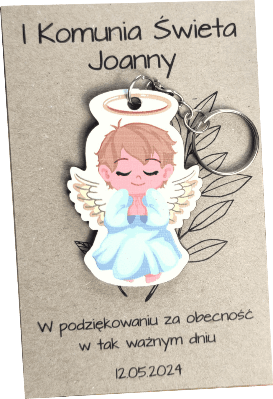 Podziękowanie dla Gości Pierwsza Komunia Święta aniołek brelok - obrazek 1