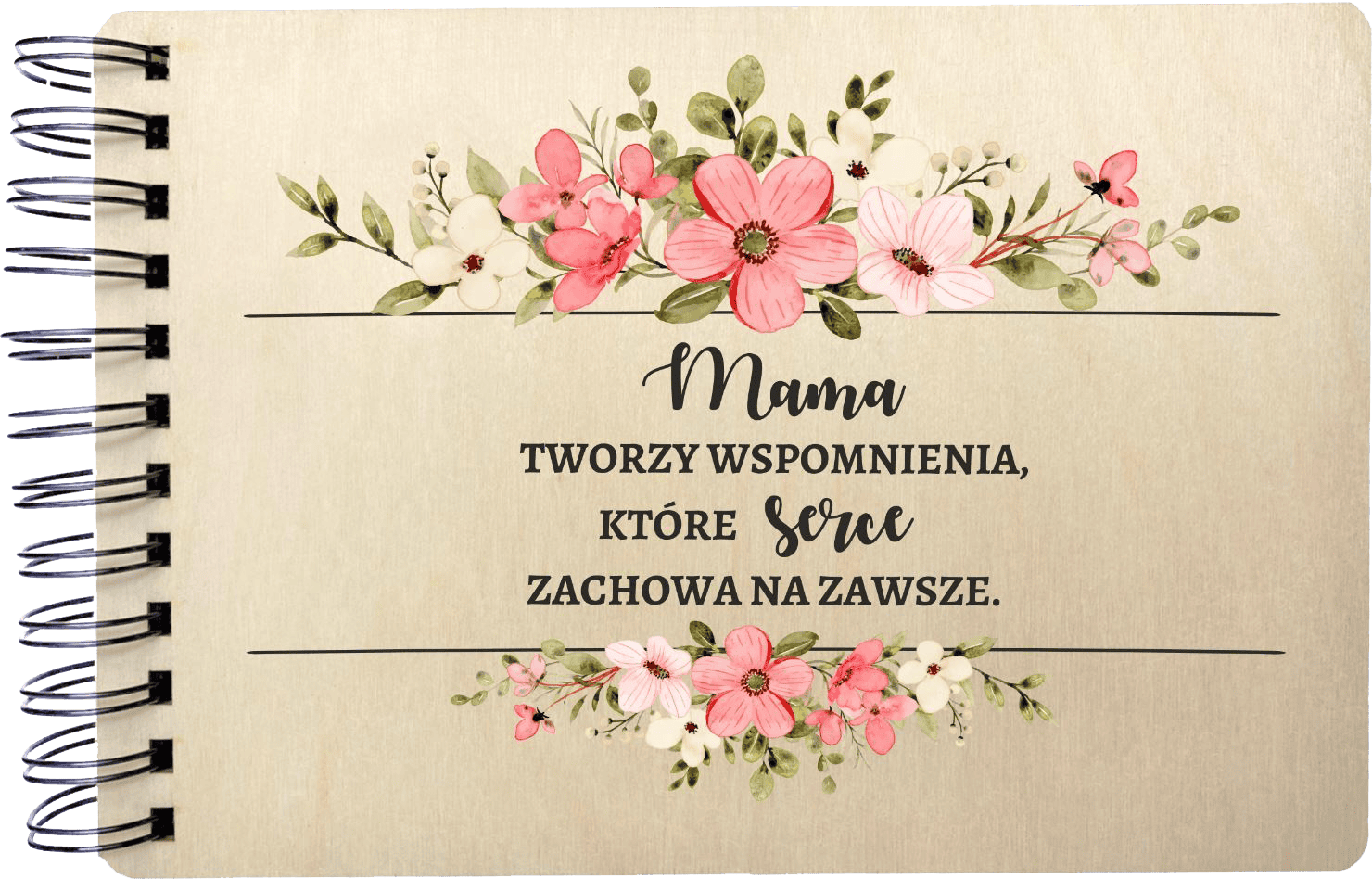 Album na zdjęcia z drewnianą okładką i nadrukiem - idealny prezent dla Mamy - obrazek 1