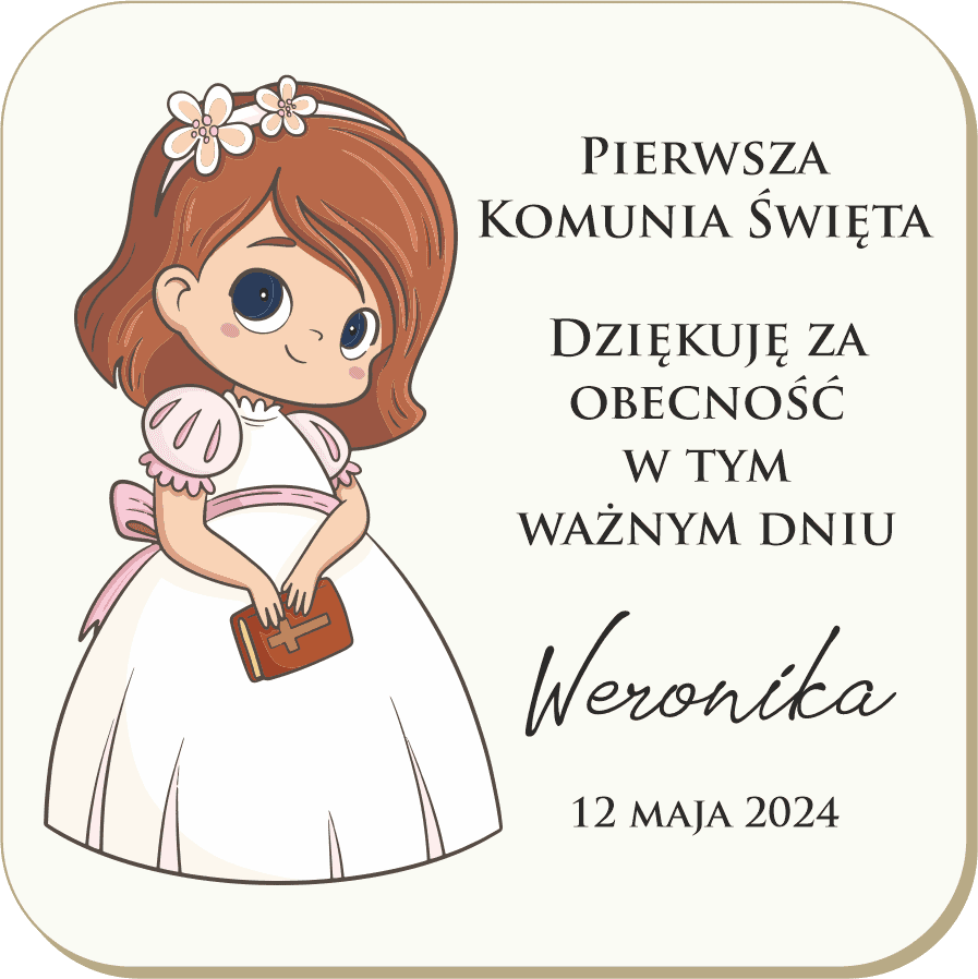 Magnes Pamiątka Pierwszej Komunii z Personalizacją - Eleganckie Podziękowanie dla Gości - obrazek 1